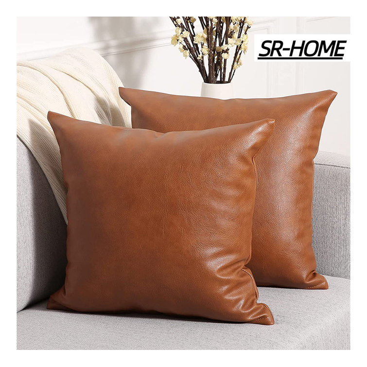 Faux leather decorative store pillows